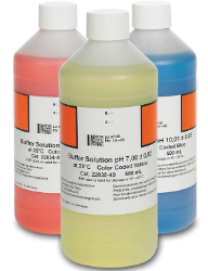 Kit de soluţii tampon, cod de culoare, pH 4,01, pH 7,00 şi pH 10,01, 500 mL