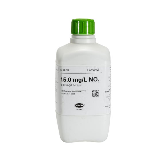 Soluţie de nitrat standard, 15 mg/L NO₃ (3,39 mg/L NO₃-N), 500 mL