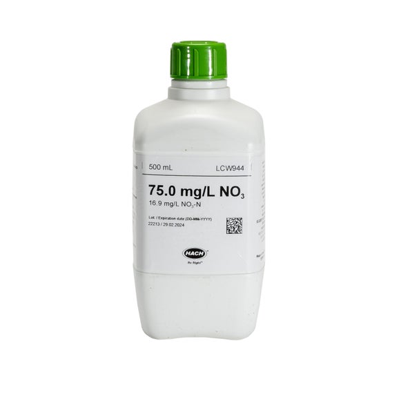 Soluţie de nitrat standard, 75 mg/L NO₃ (16,9 mg/L NO₃-N), 500 mL
